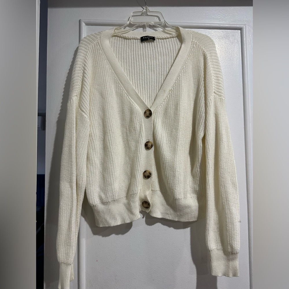 White Button-Up Women's Sweater